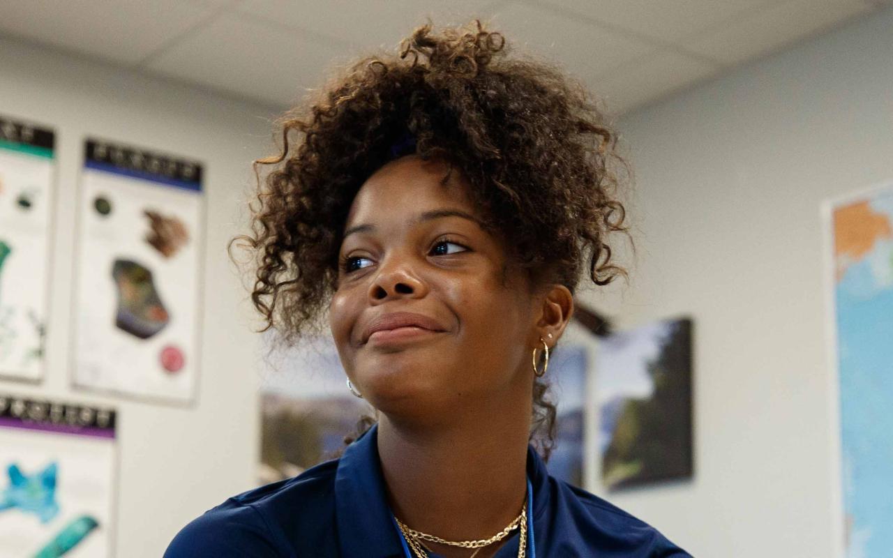 student in classroom